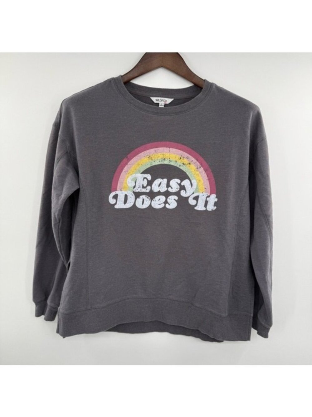 Wildfox Easy Does It Rainbow Sweatshirt Women’s S Gray Pullover Cozy Graphic